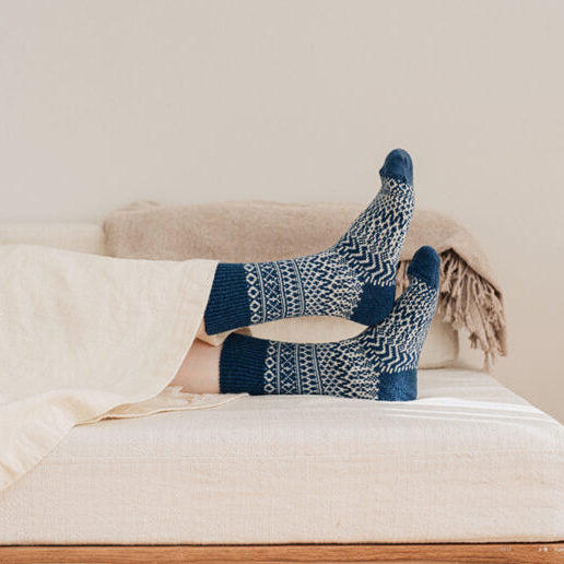 Oslo Wool Jacquard Socks / Seagull Blue