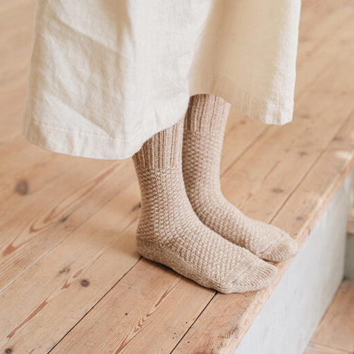 Wool Cotton Boot Socks / Beach Stone