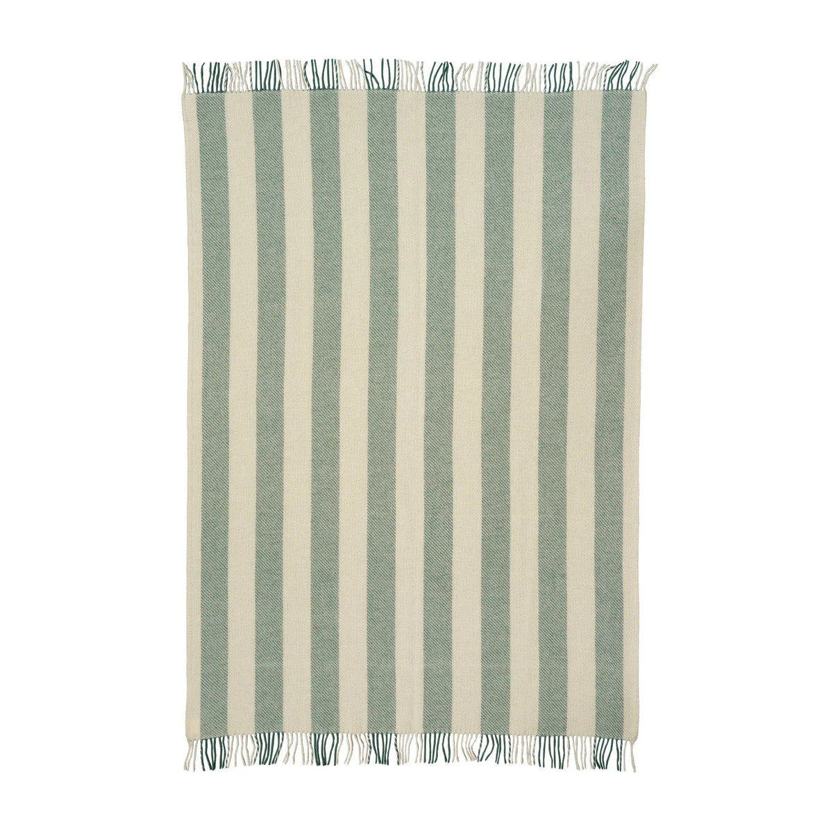 Gotland Vertical Stripe Wool Throw / Green