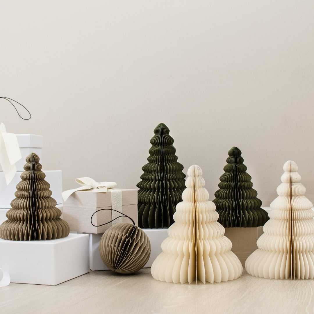 Standing Tree with Glitter 20cm / Off White