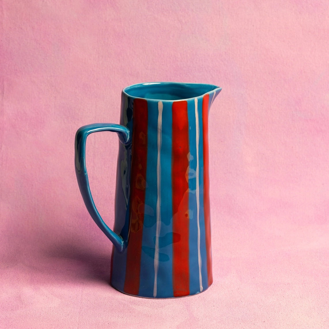 Stripe Jug / Light Blue Red