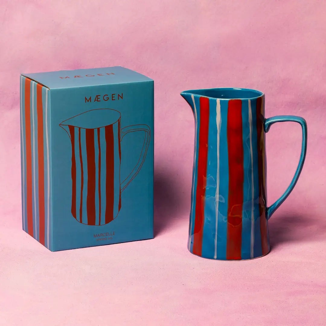 Stripe Jug / Light Blue Red