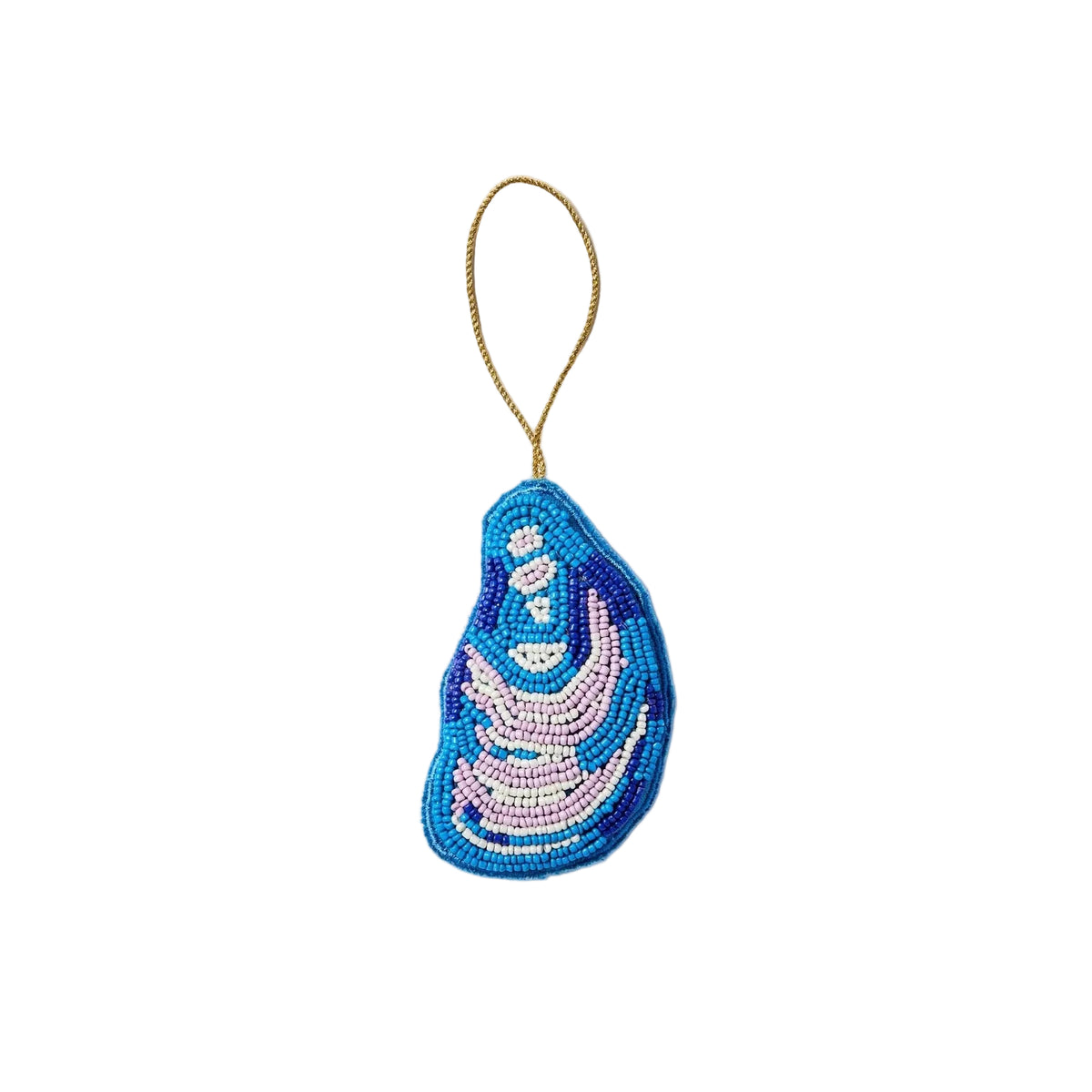 Beaded Mussel Christmas Decoration / Blue
