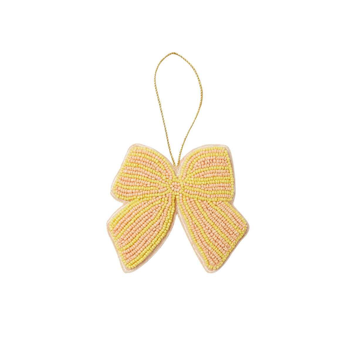 Beaded Bow Christmas Decoration / Peach