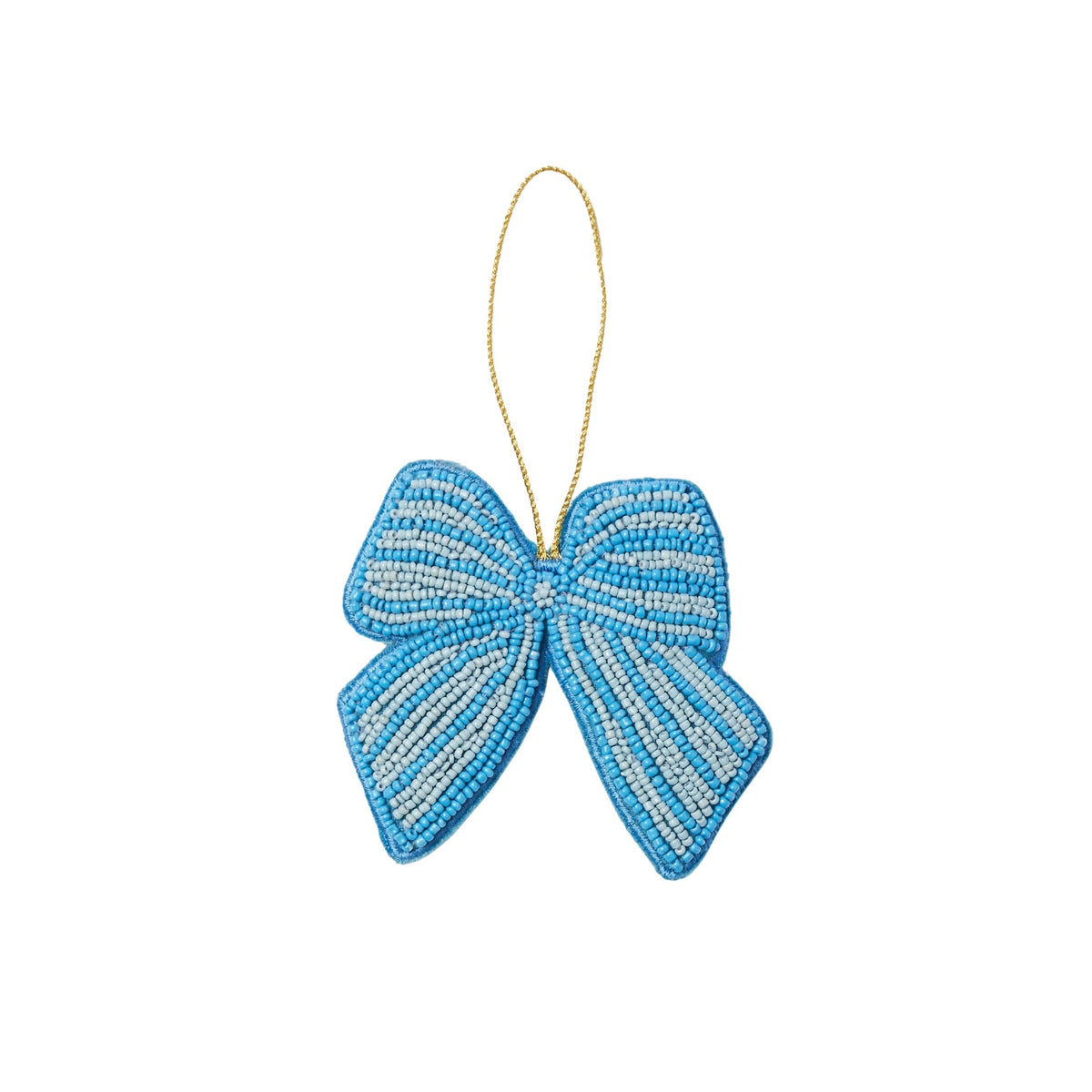 Beaded Bow Christmas Decoration / Blue