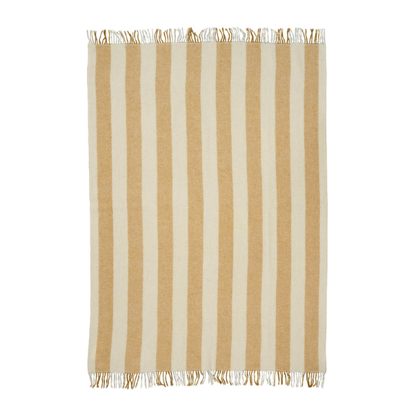 Gotland Vertical Stripe Wool Throw / Butter