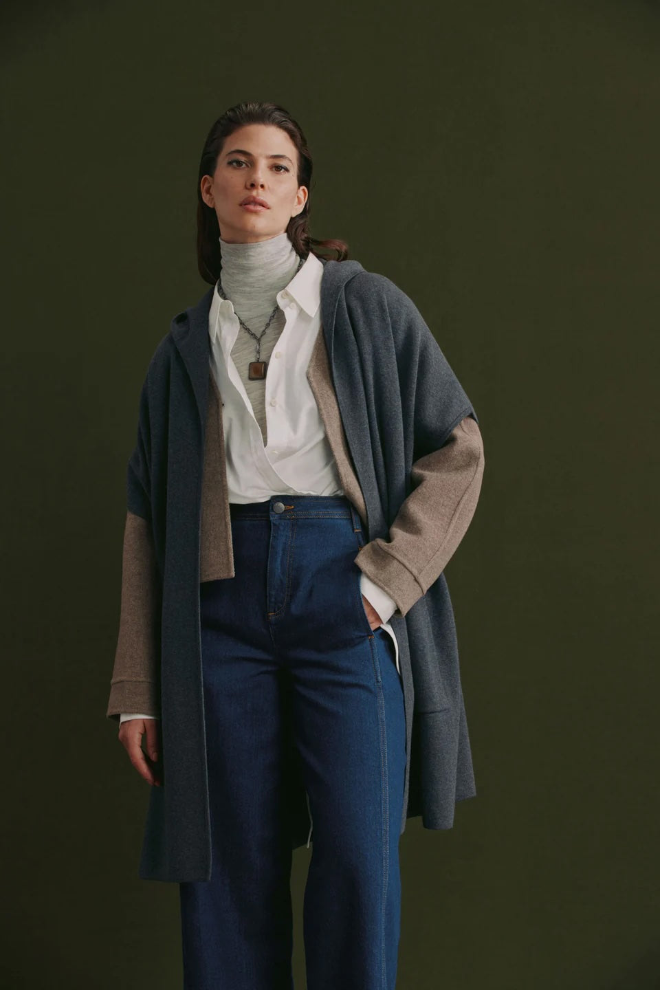 Neuwt Hooded Poncho / Charcoal Melange