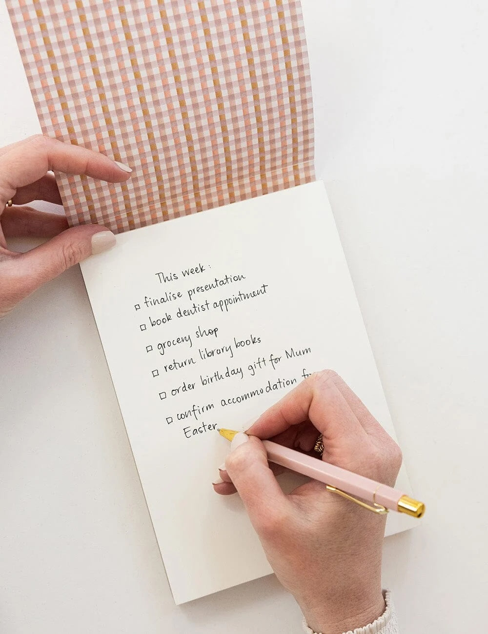 Primrose Gingham Notepad Desktop Jotter