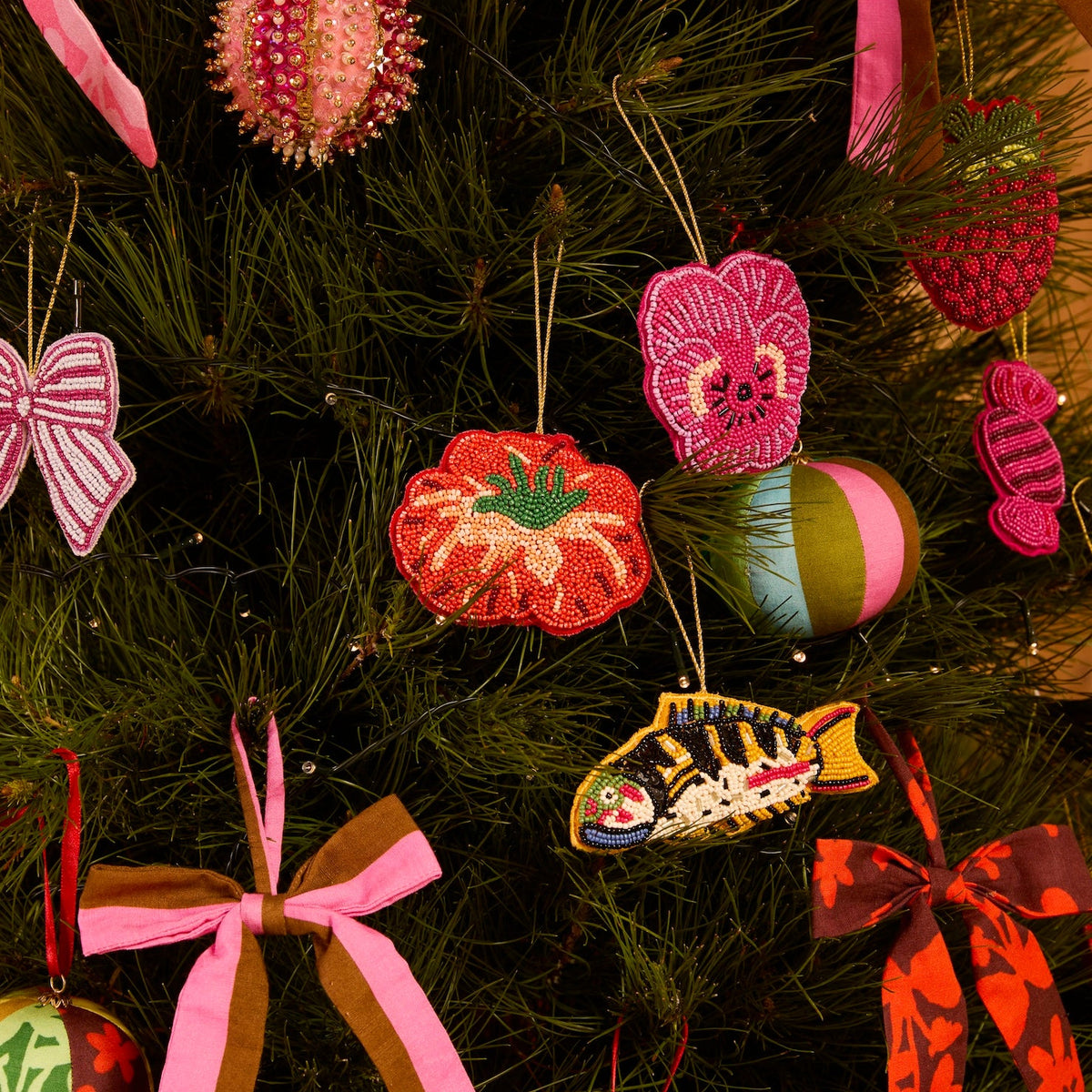 Heirloom Tomato Beaded Christmas Decoration