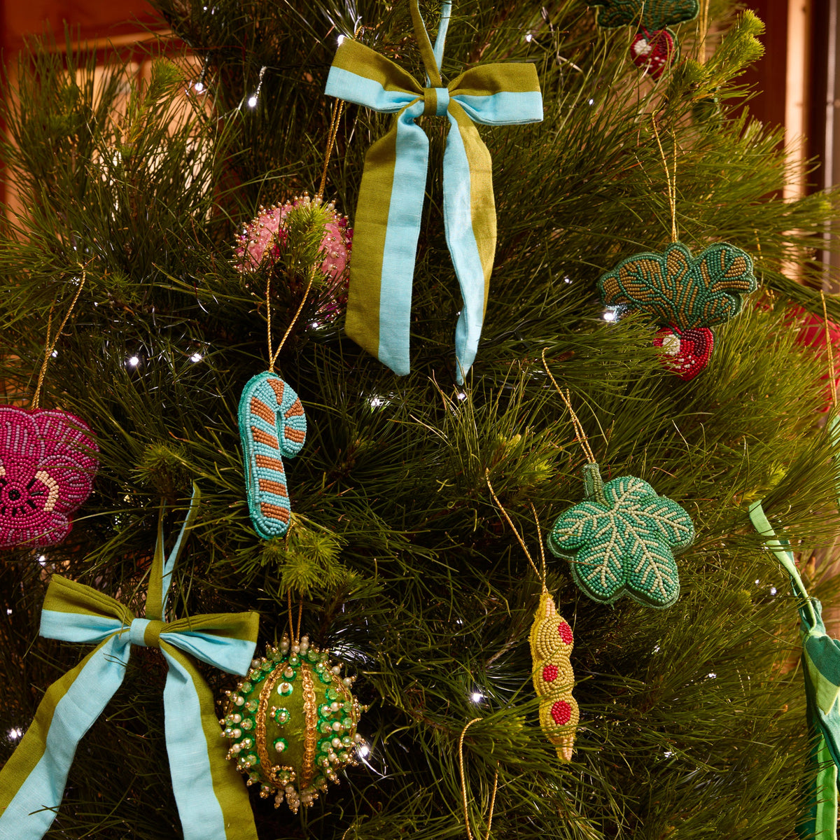 Fig Green Beaded Christmas Decoration