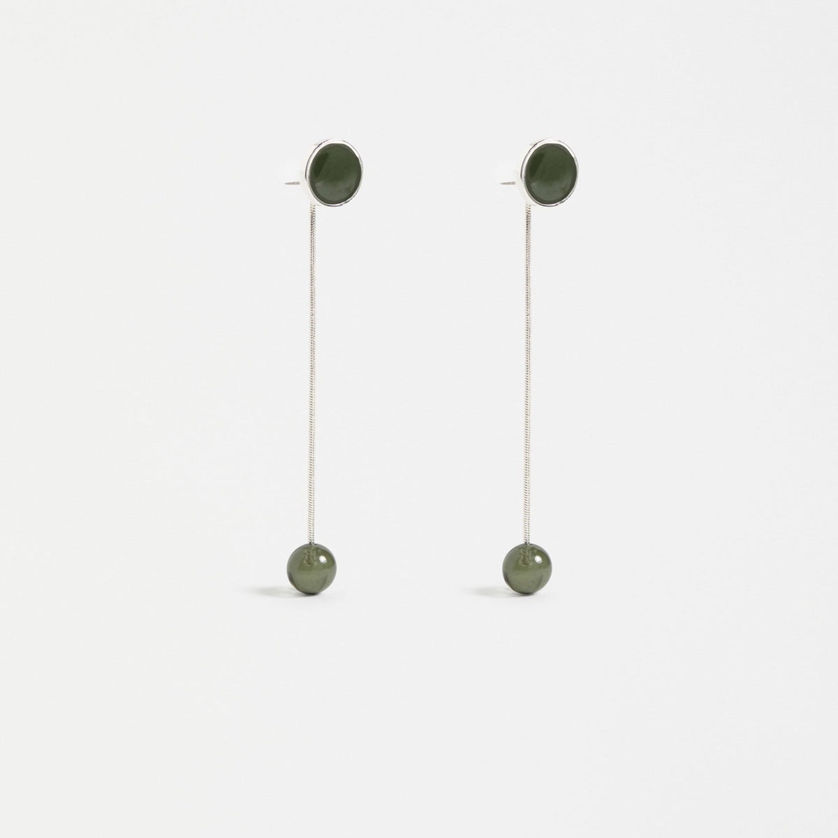 Laspar Long Drop Earring / Dark Olive