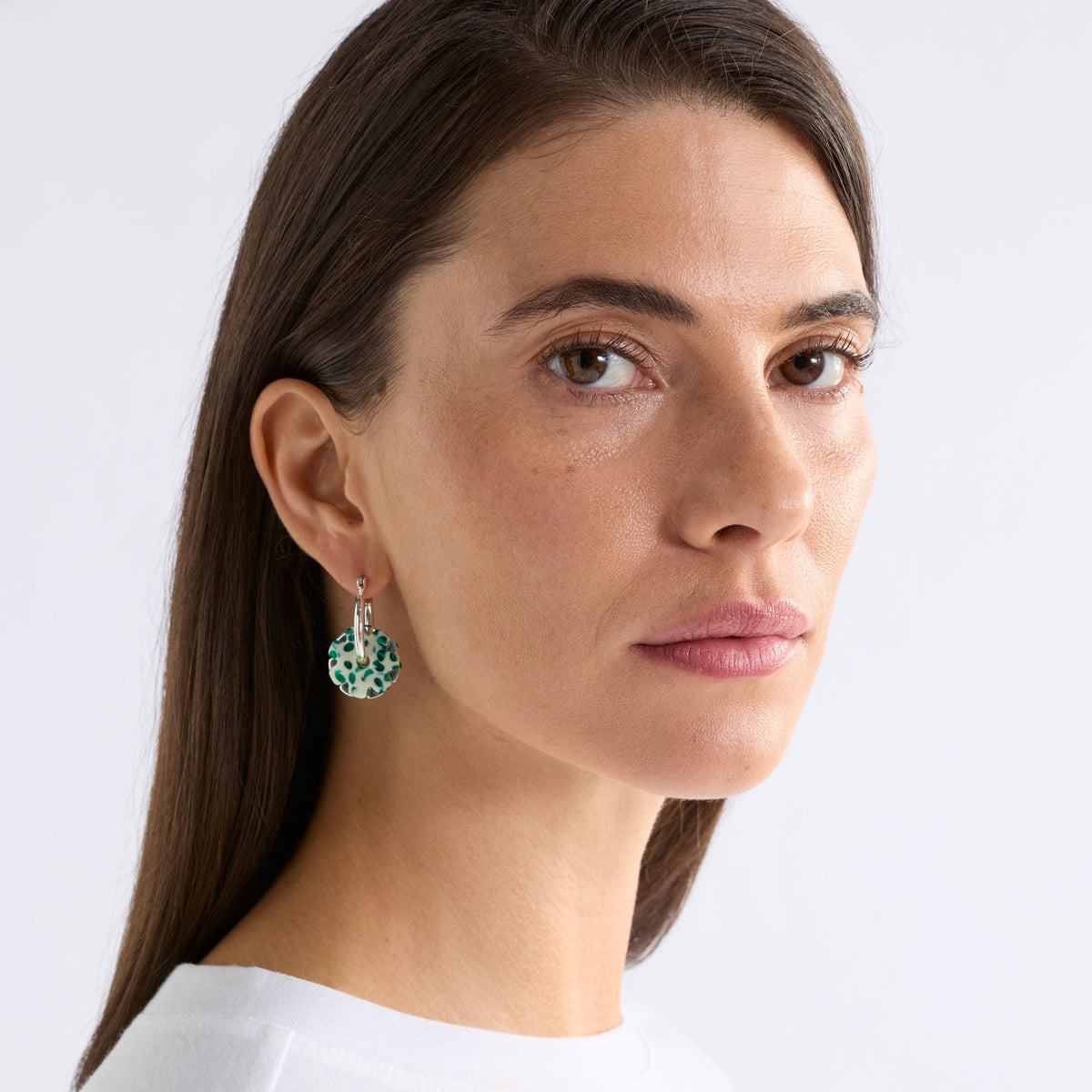 Flakkrin Hoop Earring / Green Speckle