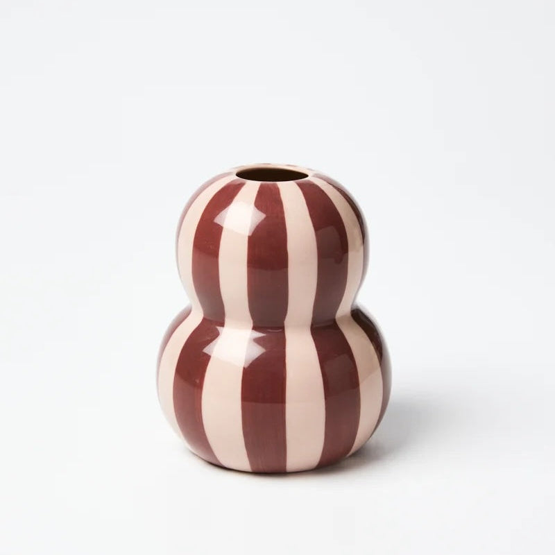 Fonda Burgundy Pink Stripe Vase