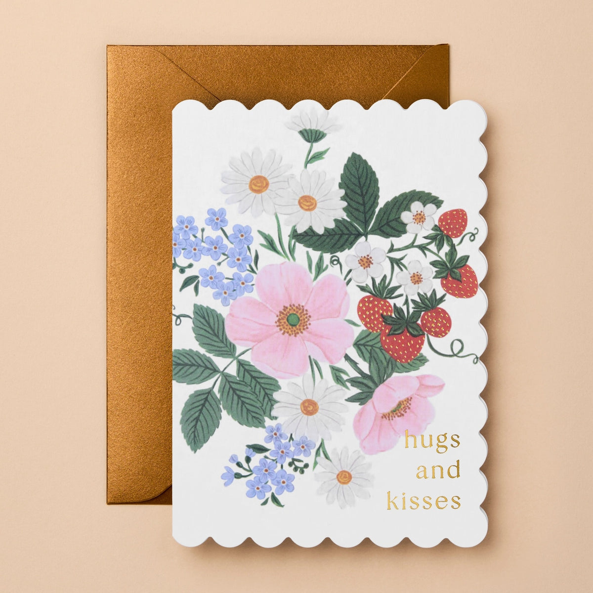 Hugs & Kisses Floral Greeting Card