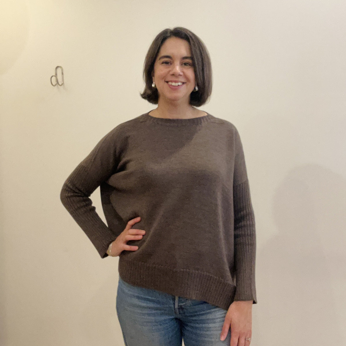 Pure Merino Boxy Split Knit / Donkey