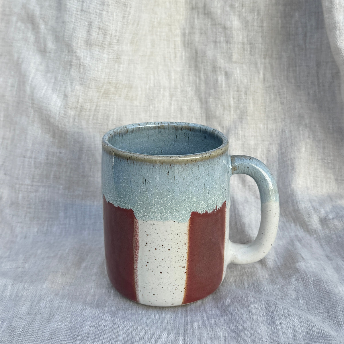 Mug 450ml / Stripe Plum Light Blue