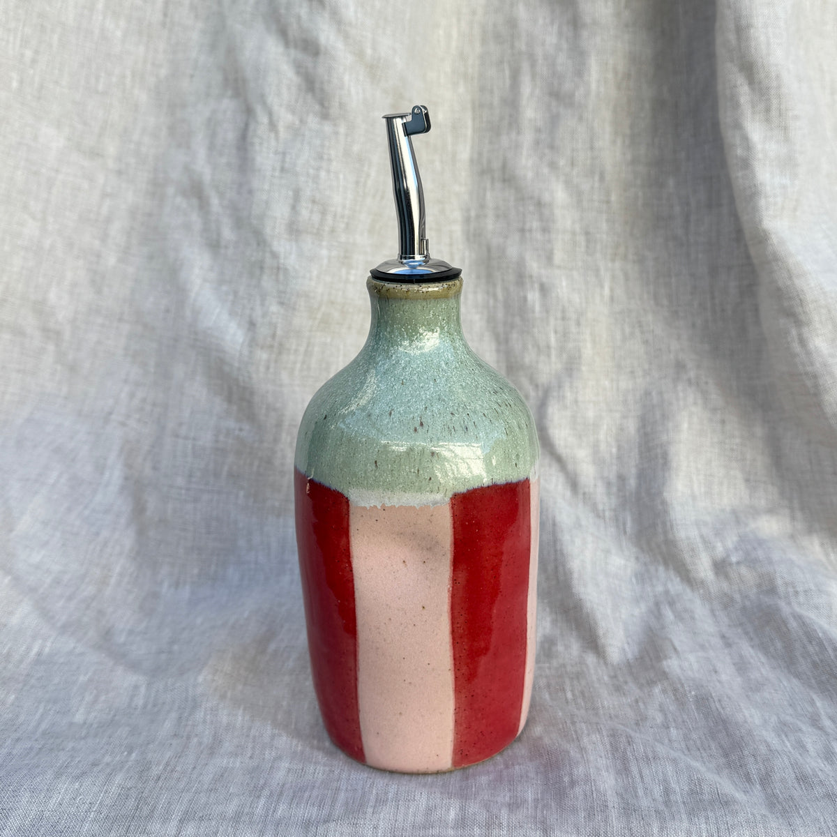 Oil Pourer / Striped Red Pink Green