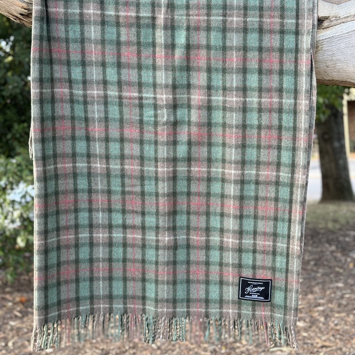 Heritage Wool Tartan Blanket / Hunter