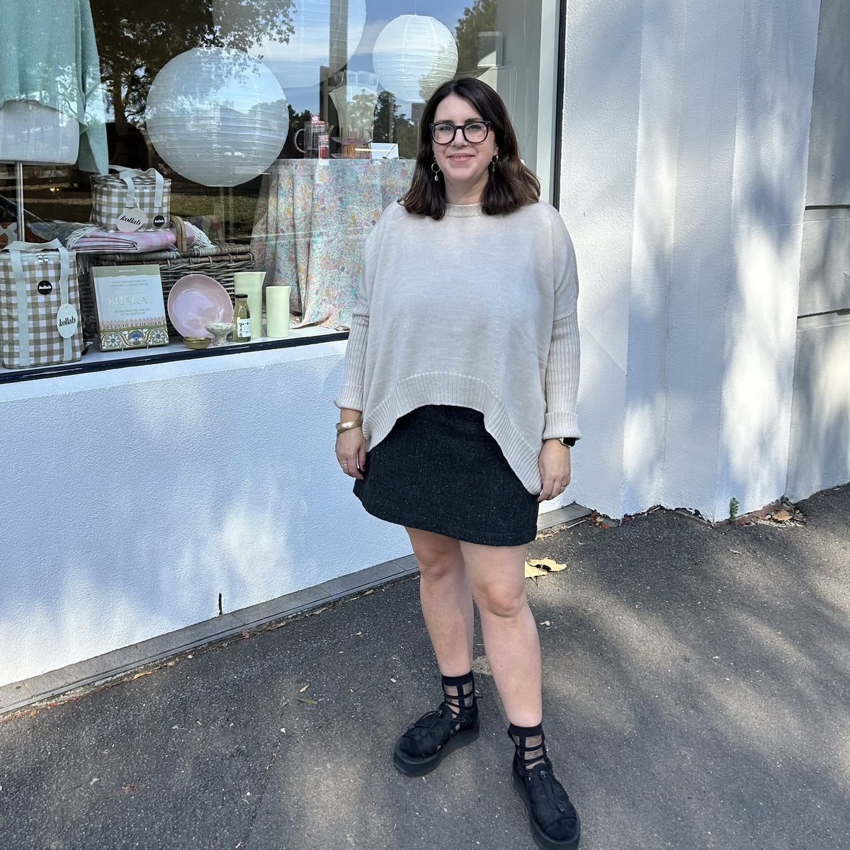 Pure Merino Boxy Crop Knit / Oatmeal