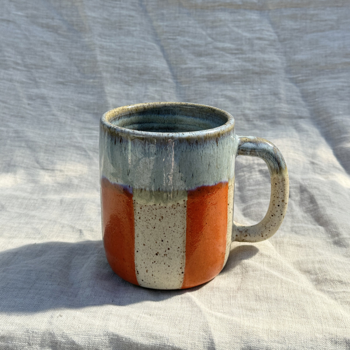 Mug 450ml /Stripe Orange Light Blue
