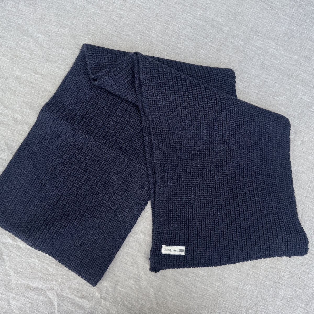 Ribbed Merino Chunky Scarf / Blue Ink