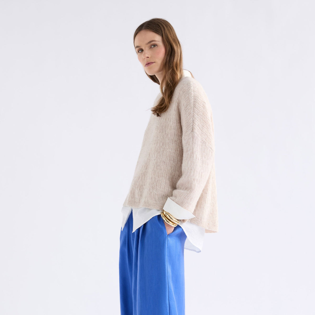 Agna Pattern Sweater / Ecru