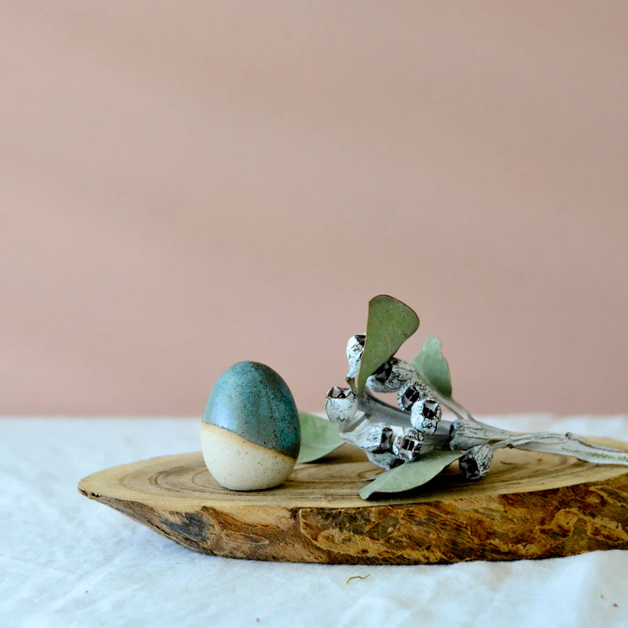 Ceramic Easter Egg Decoration / Bluegum