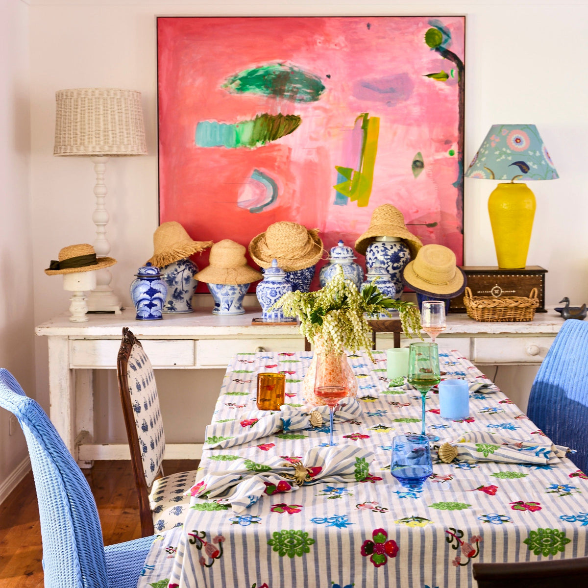 Anna Spiro Malabar Floral Embroidered Tablecloth