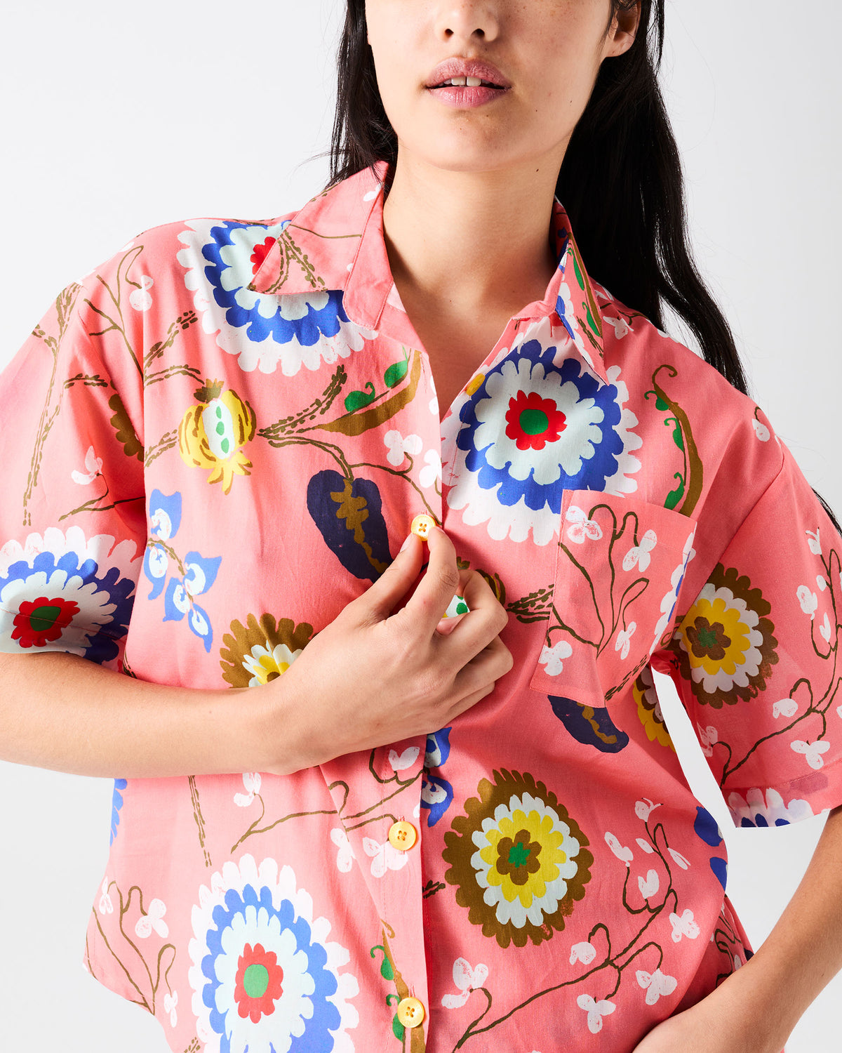 Anna Spiro Isabelle Sunset Cotton Short Sleeve Shirt & Pant PJ Set