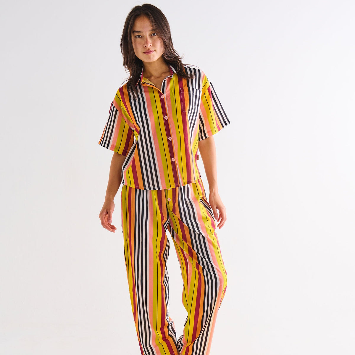 Casablanca Stripe Cotton Shirt & Pant Pyjama Set