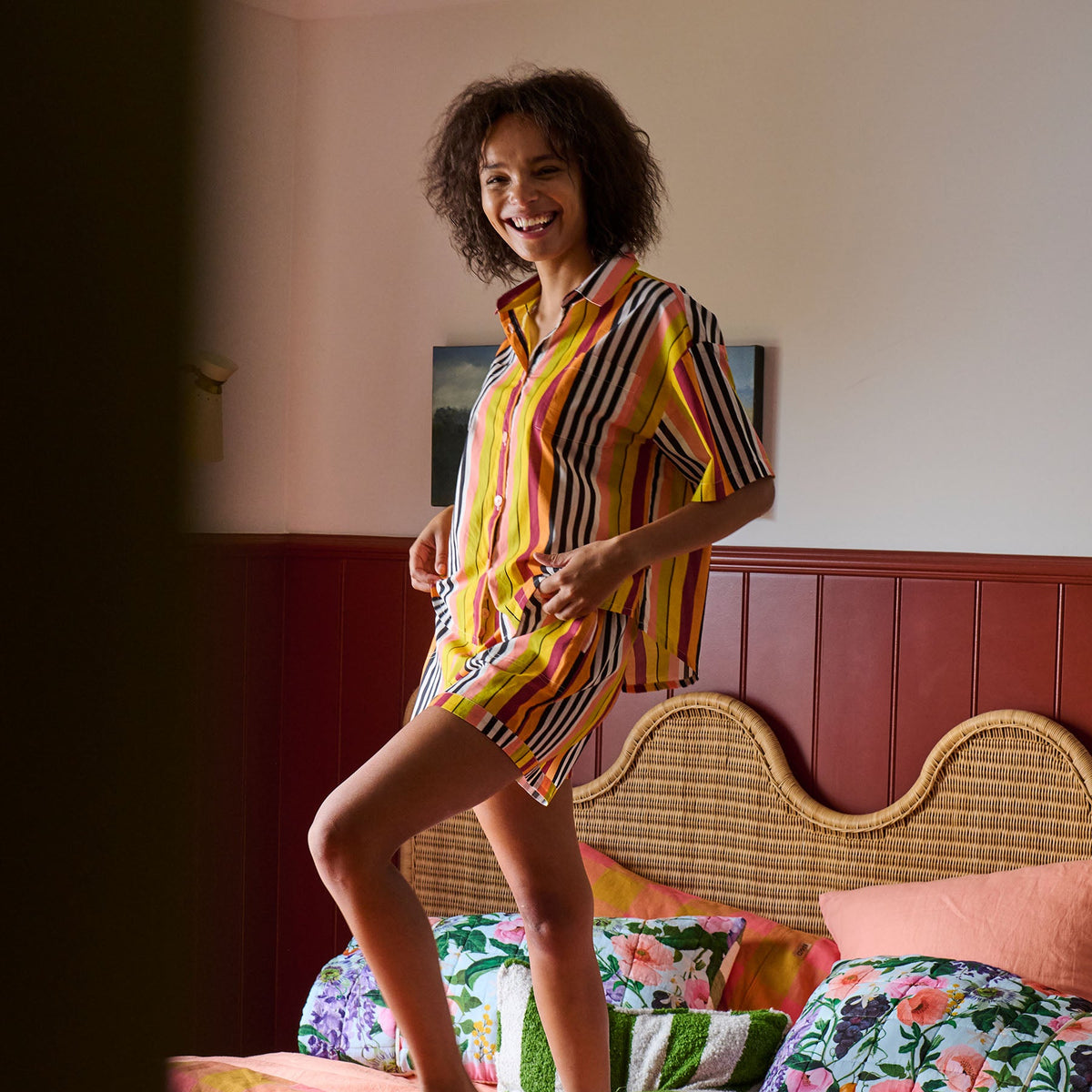 Casablanca Stripe Cotton Shirt & Shorts Pyjama Set