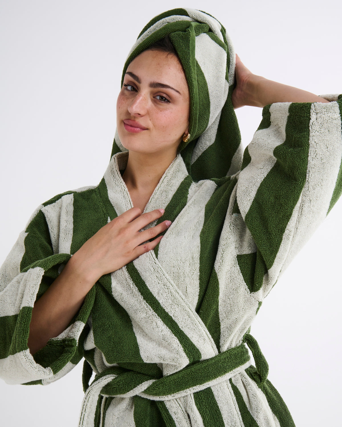 Moss Stripe Terry Bath Sheet
