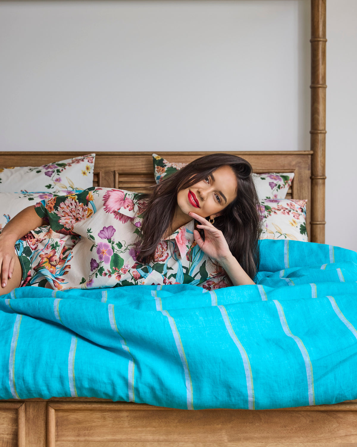 Belle Floral Cotton Short Sleeve Shirt & Short Pj Set