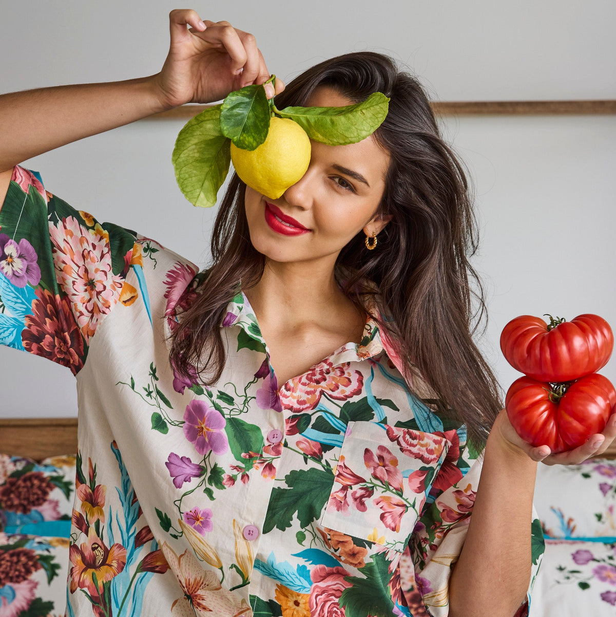 Belle Floral Cotton Short Sleeve Shirt & Short Pj Set