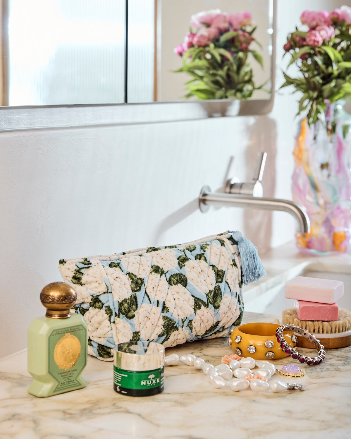 Hydrangea Blue Velvet Toiletry Bag