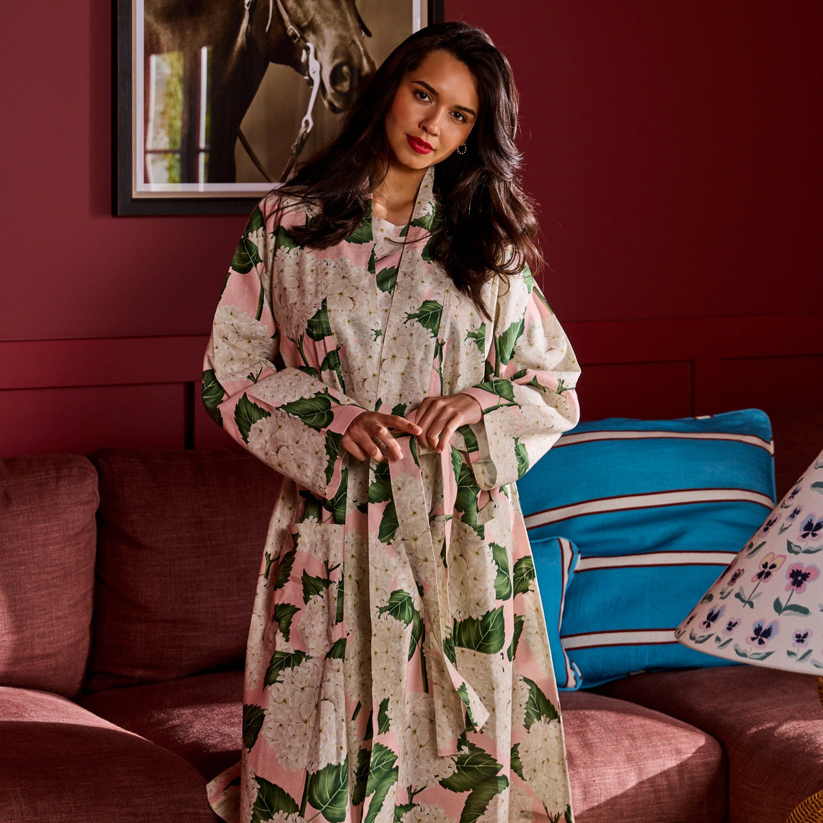 Hydrangea Pink Linen Robe