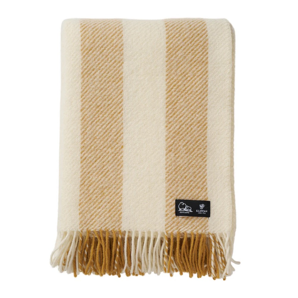 Gotland Vertical Stripe Wool Throw / Butter