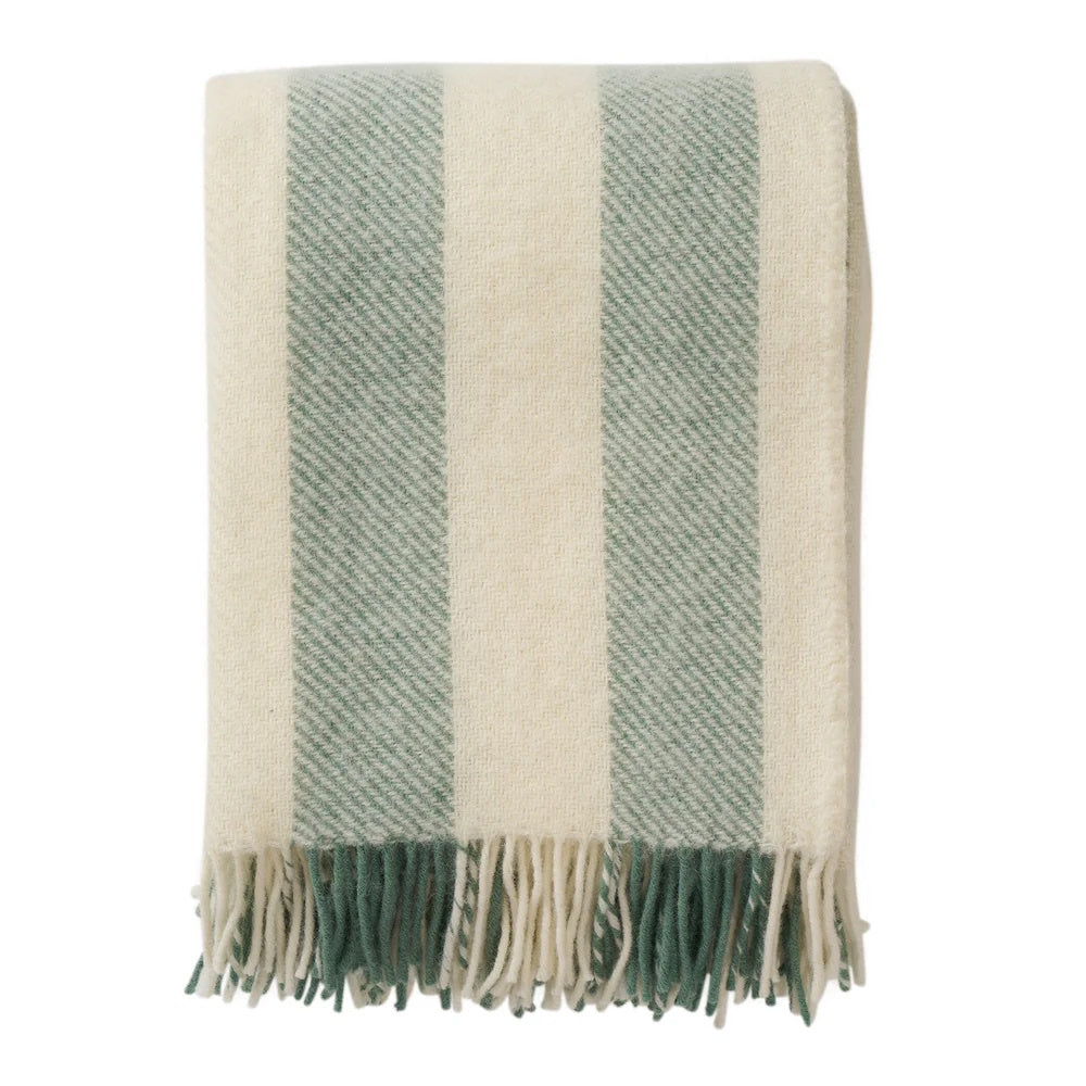 Gotland Vertical Stripe Wool Throw / Green