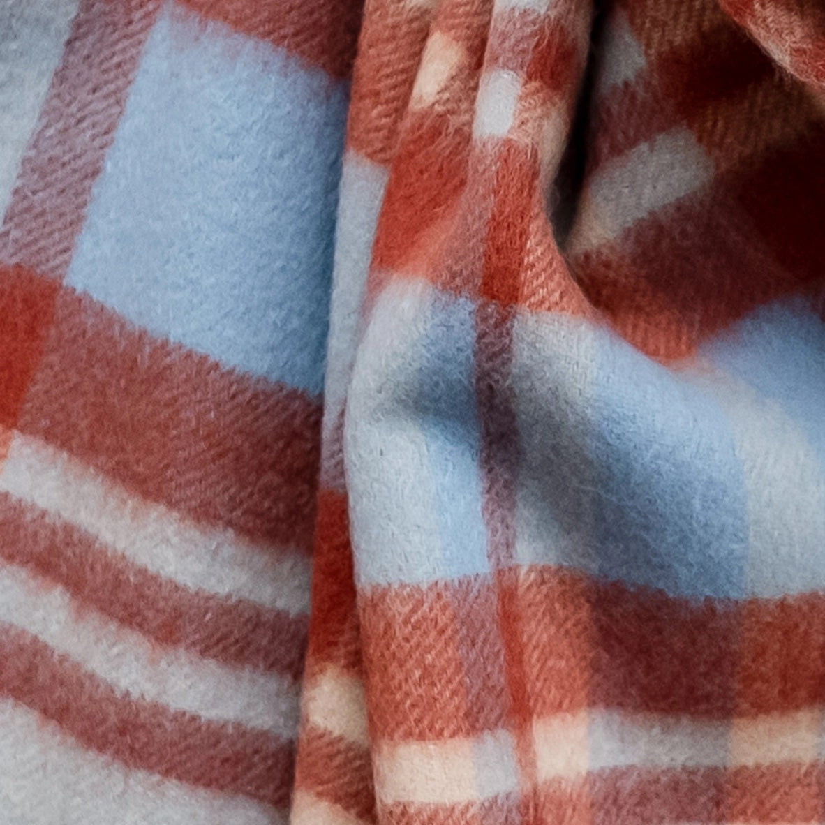 Lambswool Blanket Scarf / Blue Tartan Check