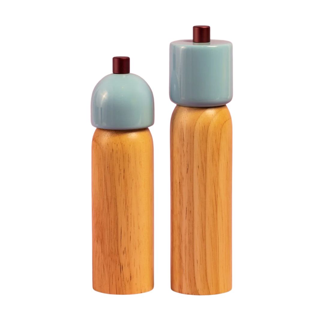 Salt & Pepper Grinder / Light Blue & Burgundy