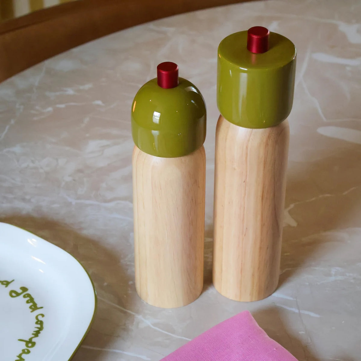 Salt & Pepper Grinder / Olive & Red