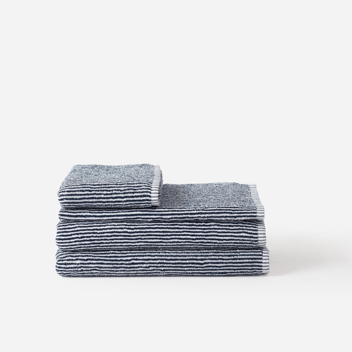 Stripe Cotton Face Cloth / Navy