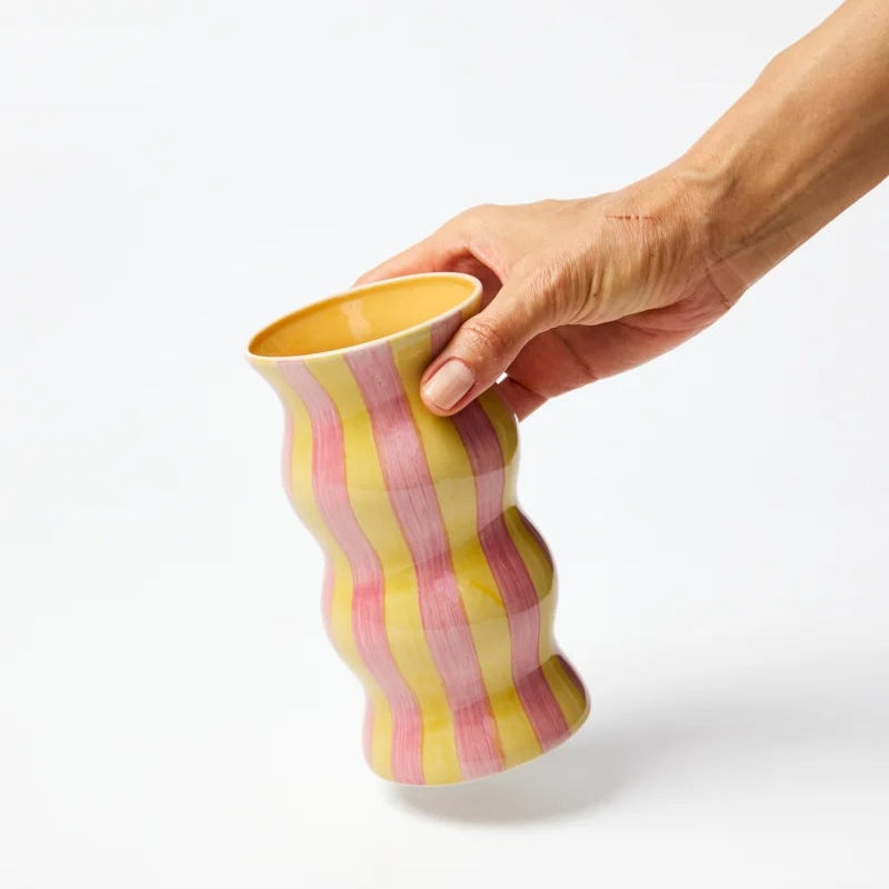 Palma Yellow Pink Stripe Vase