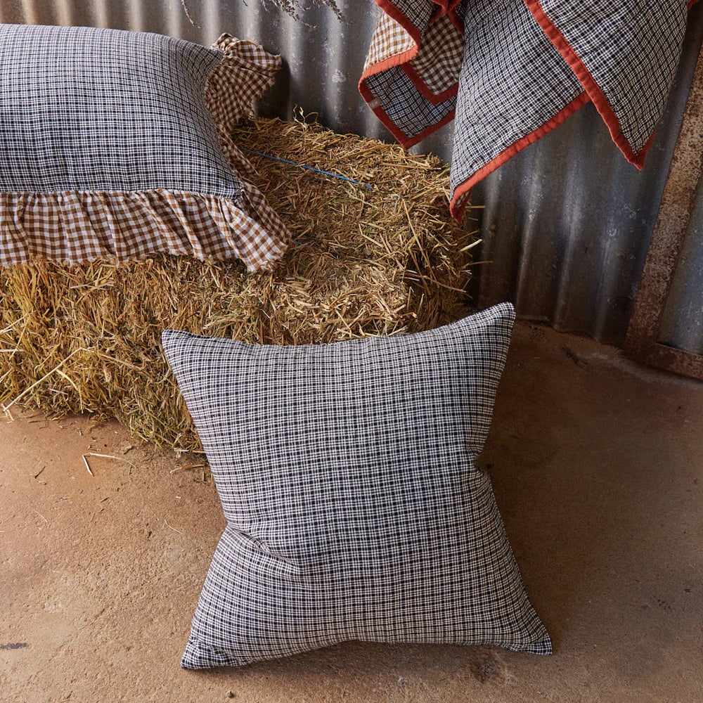 Pepperberry Check Linen Cushion