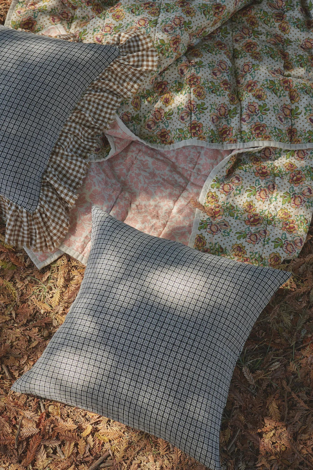 Pepperberry Check Linen Cushion