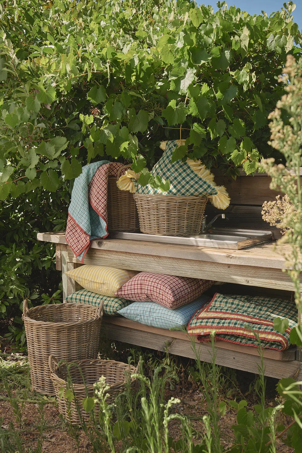 Banksia Check Linen Cushion