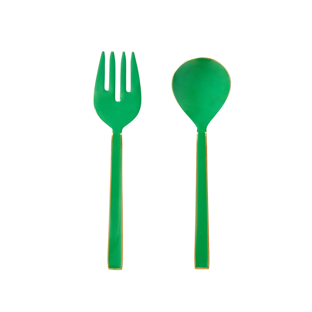 Enamel Salad Servers / Emerald