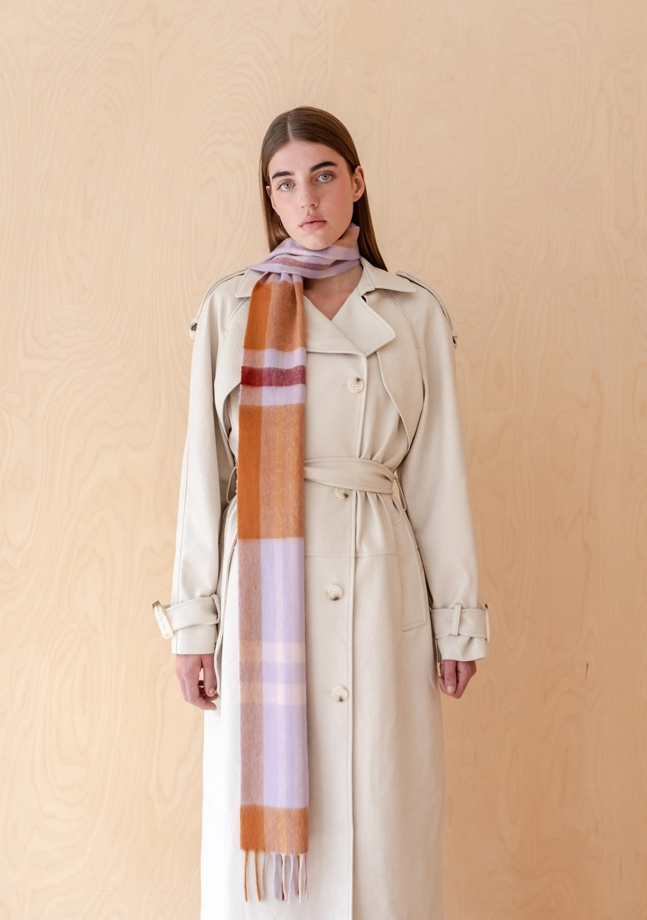 Lambswool Skinny Scarf / Lilac Modern Tartan