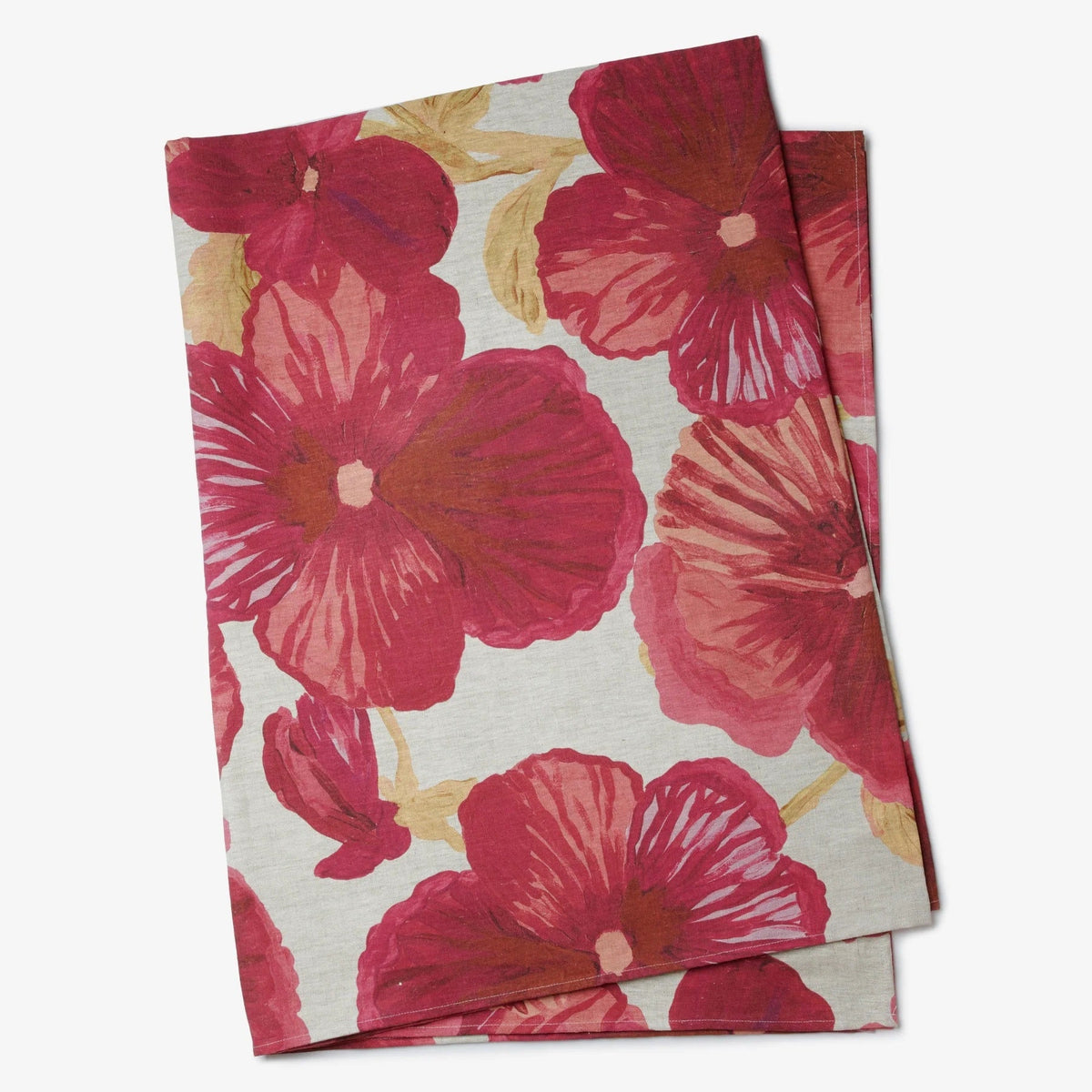 Wild Pansy Pink Linen Tablecloth