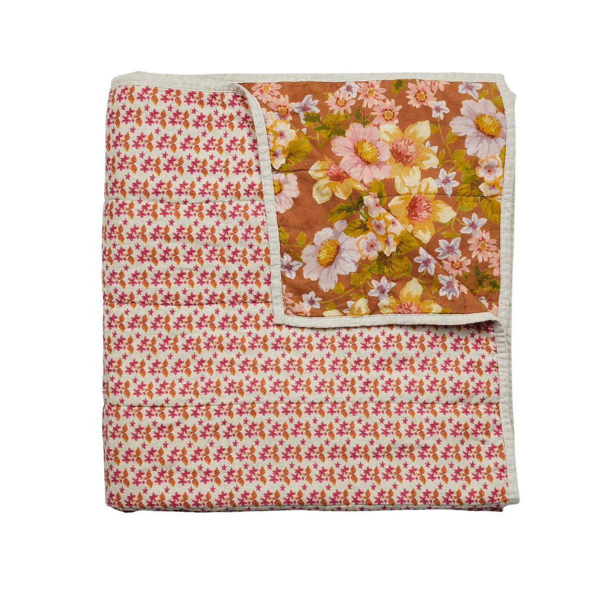 Buttercup Rust / Petit Madeline Pink Quilted Throw